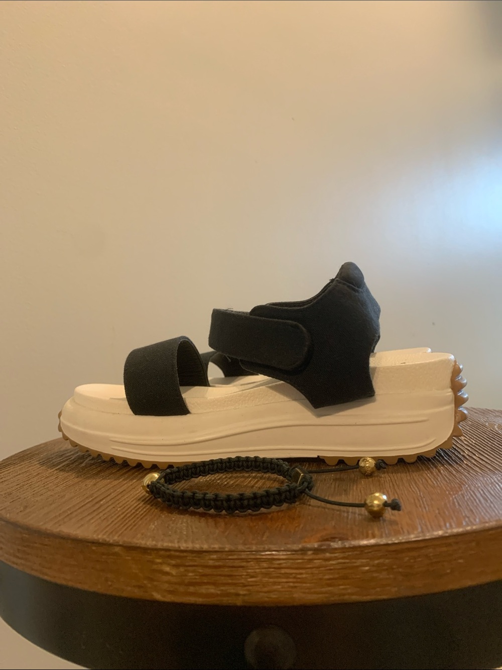 MIA Dark Navy Blue and White Platform Sport Sandals with bracelet